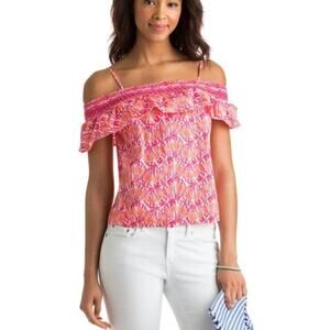 Summer Pink Ruffle spaghetti Strap Top Medium